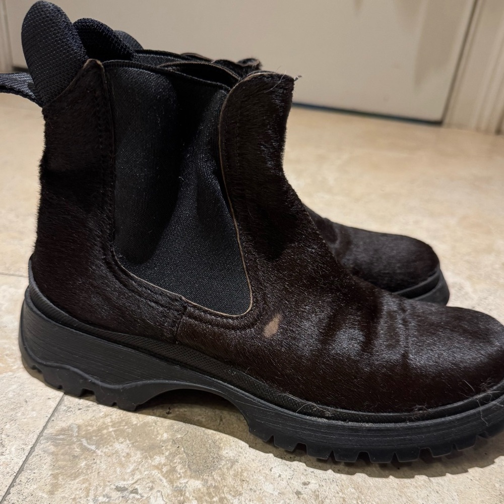 PRADA Pony-hair Brown Ankle Boots